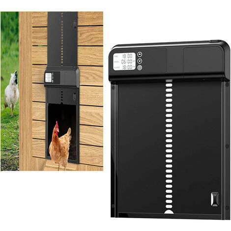 MUMU Porte Automatique pour poulailler, IPX3 Waterproof Automatic Chicken Coop Door Opener with Light Sensor, Battery Powered