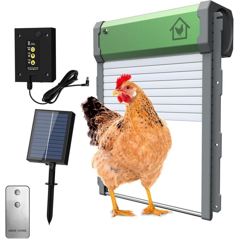 Porte Automatique pour Poulailler Solaire - Etanche avec Capteur De LumièRe - Minuterie du Soir Et du Matin - Aluminium - Pour Un Elevage De Poulets
