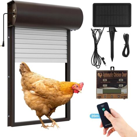 Porte automatique pour poulailler solaire – Métal en tôle  – Minuterie intégrée – Compatible avec poulets et canards