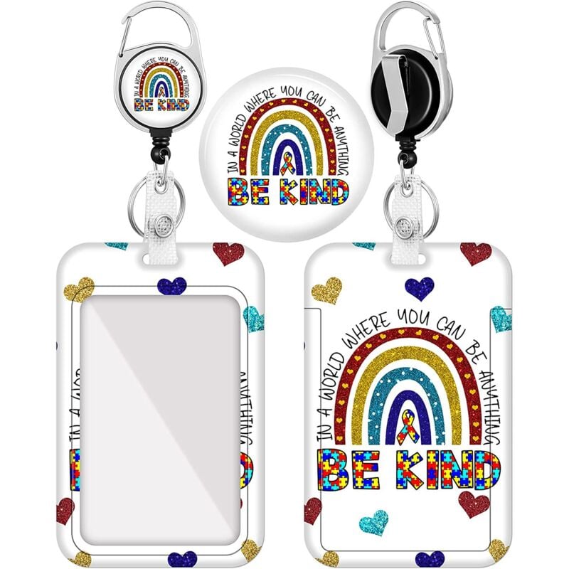 Porte-badge avec cordon, cordon pour badge avec fermoir mousqueton pivotant et cordon rétractable pour porte-carte d'identité, clés, carte