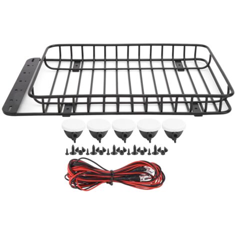 Porte-bagages pour toit métallique avec éclairage LED compatible Traxxas TRX‑4 et Axial SCX10 90046