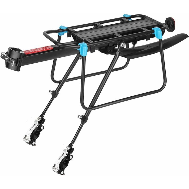 Porte-bagages pour vélo 24-29 pouces, porte-bagages vtt réglable en alliage d'aluminium avec réflecteur, porte-bagages vélo à dégagement rapide et