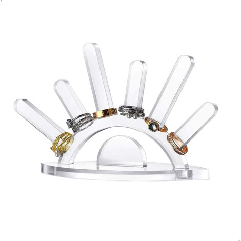 Porte Bagues, Supports de Bagues, Détachable Porte-Bijoux Comptoir en Acrylique, Porte Bijoux décoratifs Pour Bracelets, Colliers, Boucles d'oreilles, Montres (Transparent)