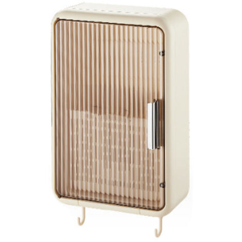 Porte-baguettes mural de cuisine avec couvercle, rangement ustensiles anti-poussière et drainage, couleur crème