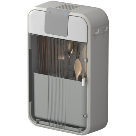 Porte-baguettes mural UV avec séchage à air chaud, rangement couverts multifonction, boîte de drainage grise