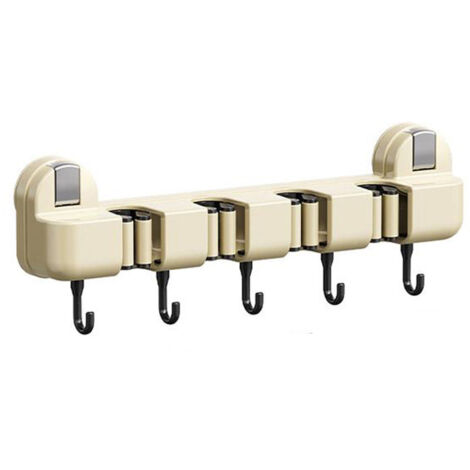 Porte-balai et balais, crochet en plastique 4 positions avec 5 crochets, organisateur d'outils pour jardin, garage, cuisine, bureau et buanderie
