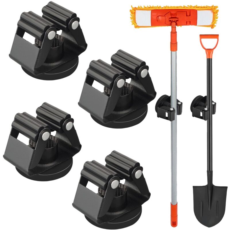Porte-balai magnétique - Support de rangement magnétique antidérapant de 5,4 kg avec pince en caoutchouc - Porte-outils magnétique - Convient pour le
