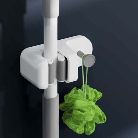 Porte Balai Mural, Auto Adhésif Accroche Balai Mural sans Perçage, Mop Support avec Crochets pour Cuisine Salle de Bain Jardi