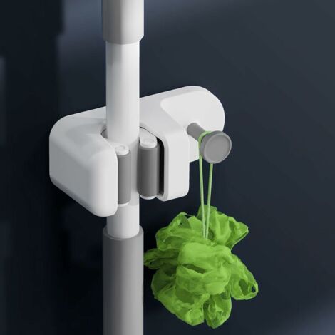 Porte Balai Mural, Auto Adhésif Accroche Balai Mural sans Perçage, Mop Support avec Crochets pour Cuisine Salle de Bain Jardin,4pcs