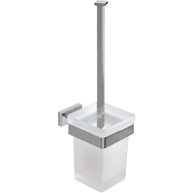 Inda - Porte-balai mural Lea avec support en chrome poli et verre