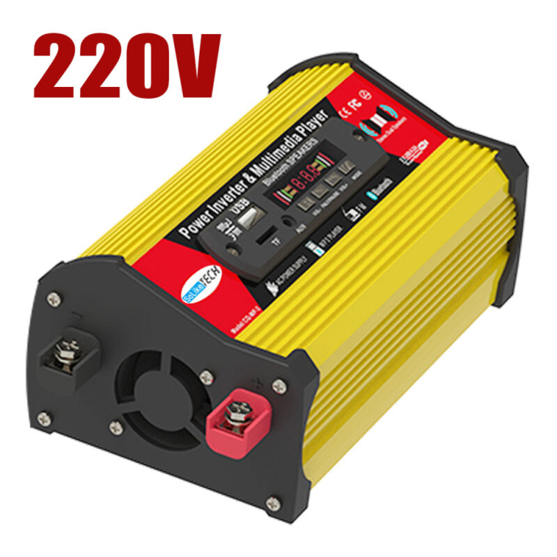 LIFCAUSAL Convertisseur Voiture 300W Onde Sinusoïdale avec Ports USB Double, Écran LED et Enceinte Bluetooth 12V vers 110V/220V