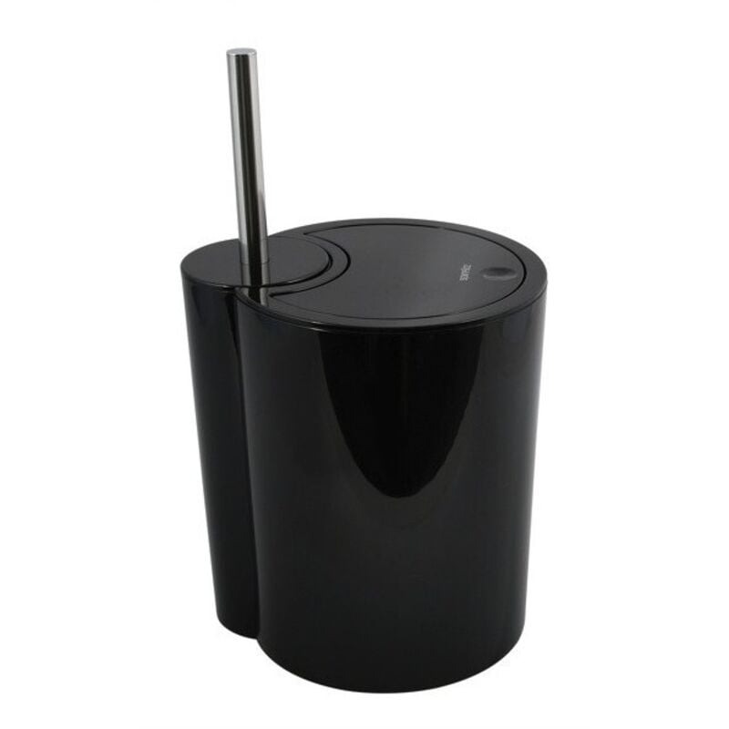 Poubelle à bascule & brosse wc pp 6L sun & moon Noir Spirella