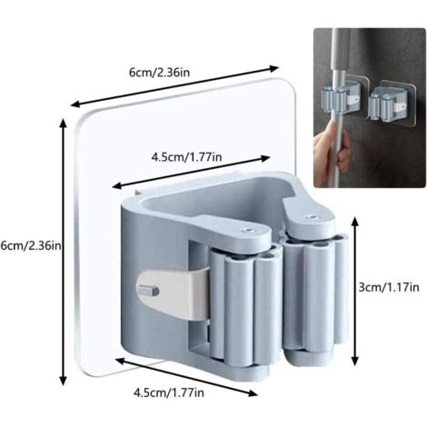 Porte Balais Mural Sans Percage 4pcs Accroche Balai Mural Auto-Adhésif Attache Balai Rangement Balai Support de Vadrouille pour Cuisine Jardin Salle