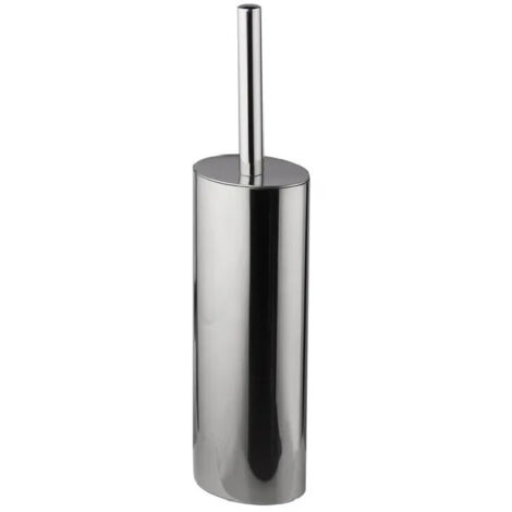 Porte-balayette en inox poli brillant de forme elliptique, à poser ou mural