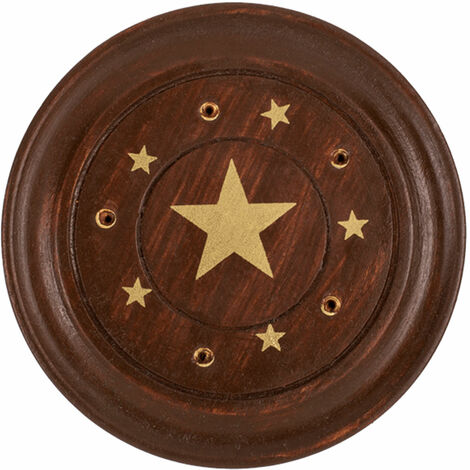 Porte bâton d'encens rond en bois motif Étoile