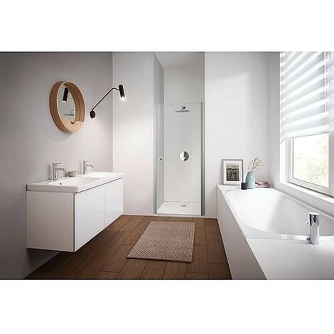 Porte battante 1 élément Koralle TwiggyPlus profilé argent mat l. : 770-810 mm H. : 2000 mm 6 mm verre revêtement