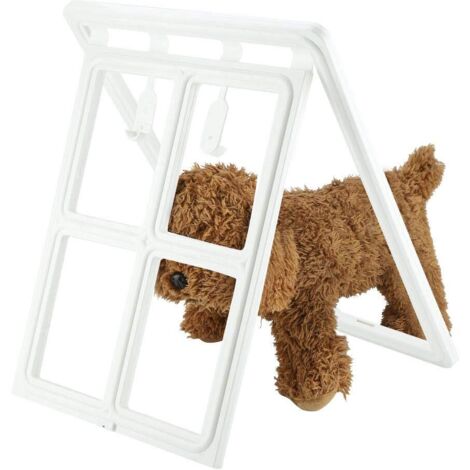 Porte Battante pour Chats et Chiens - Entrée et Sortie Contrôlable avec Aimant Puissant - Moustiquaire pour Animaux Domestiques (Blanc XL)