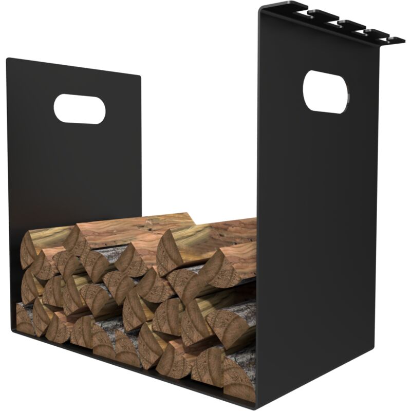 Atole - Porte-bûches design en métal - Support à ustensiles - Noir - Noir RAL2100