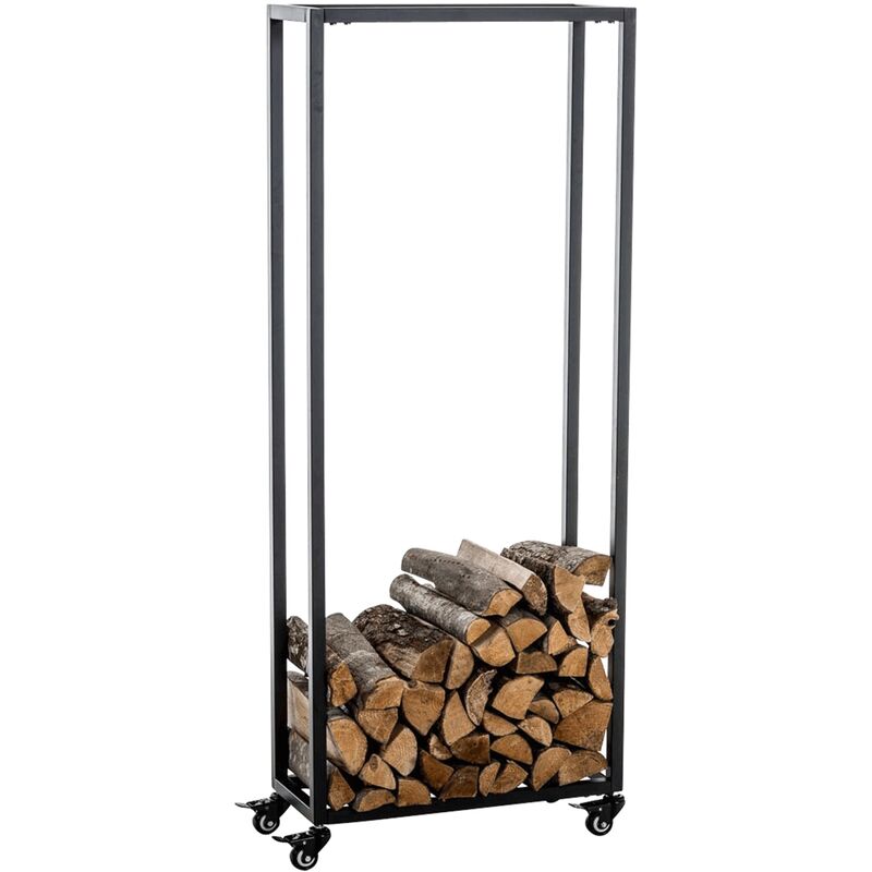 Portalgna pour cheminée Hetta en acier inoxydable noir, 25x40x150 cm Portalgna pour cheminée Hetta en acier inoxydable noir, 25x40x150 cm