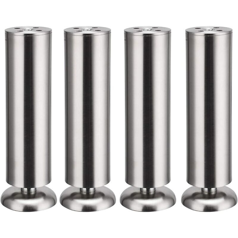 KZQ - 4x 300mm Pieds de meubles inoxydable armoire de cuisine pieds rondes,tapis en caoutchouc, sûr et silencieux