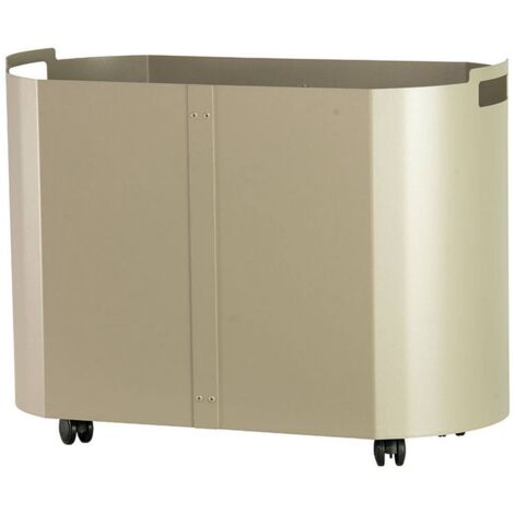 Porte-bois ovale acier tourterelle sable h.43 l.59x35 cm. Made in Italy