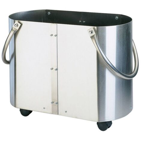 Porte-bois ovale en acier inox h.42 l.60x32 cm. Made in Italy