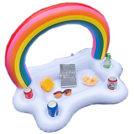Porte-boisson gonflable nuage arc-en-ciel pour piscine, jouet amusant pour enfants et adultes