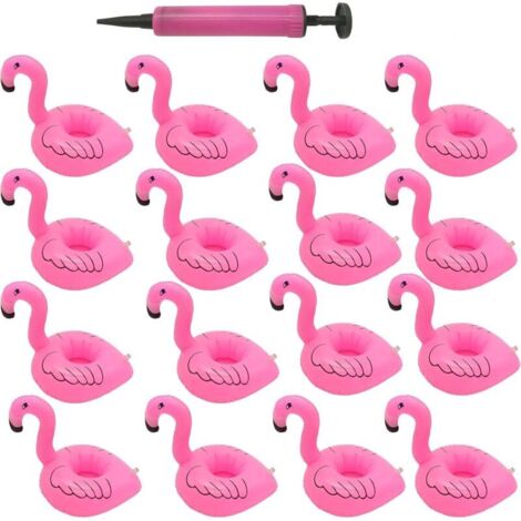Porte-boissons gonflables, 16 paquets de flotteurs de flamants roses sous-verres flottants pour piscine d'été et jouets de bain amusants pour enfants (16 paquets)