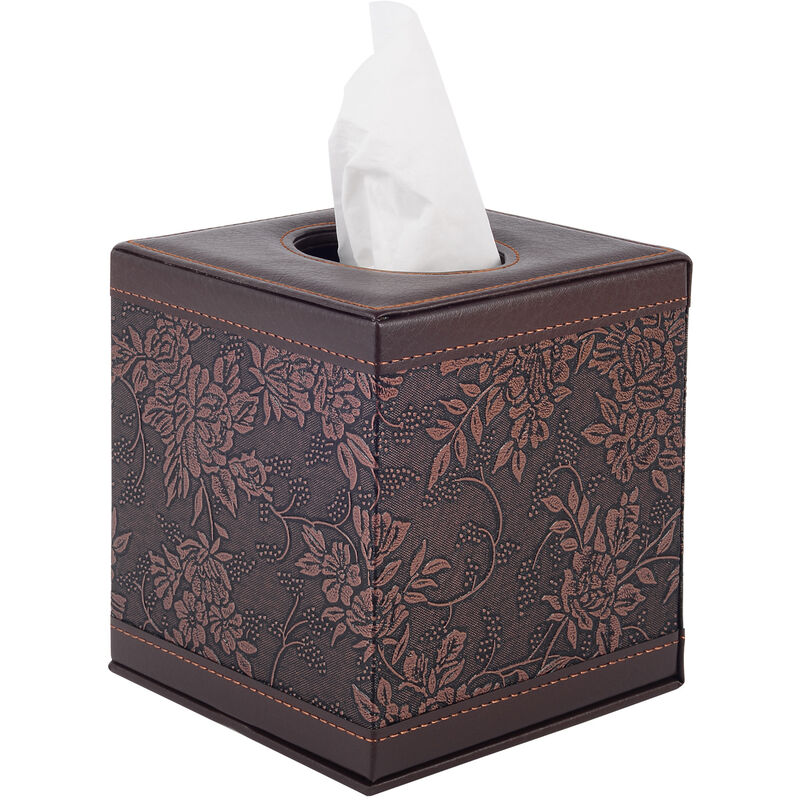 Porte-boîte à mouchoirs cube en cuir