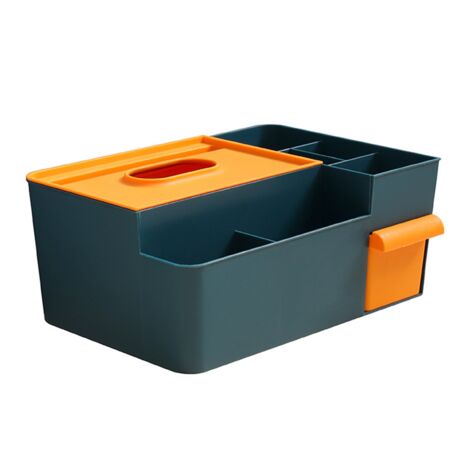 Porte-boîte à mouchoirs multifonction avec rangement pour télécommande, idéal pour table basse - Vert et Jaune