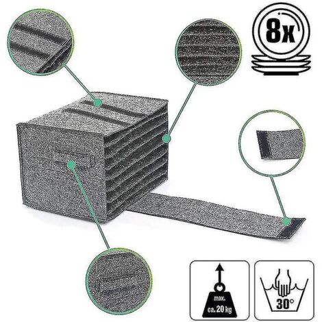 Porte-bols et assiettes pliable, sac de rangement portable et multifonctionnel en feutre pour la vaisselle de cuisine - Gris clair