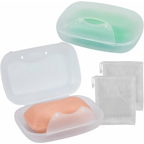 Porte-bote ¨¤ savon, paquet de 2 porte-savon, conteneur pour salle de bain, Camping, salle de sport (transparent)