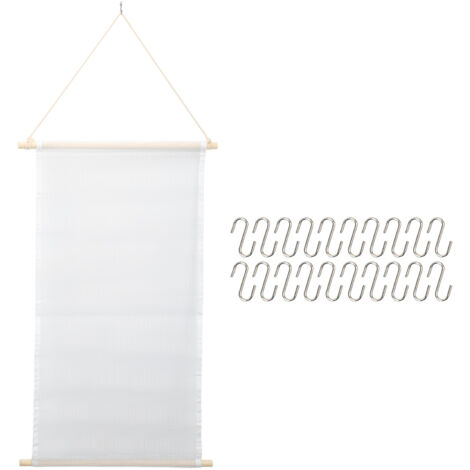 Porte-boucles d'oreilles mural multifonction avec grille de rangement et crochets S pour bijoux - Déco murale pour femmes et filles