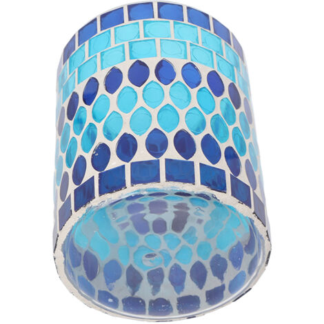 Porte-bougie artisanal en verre soufflé main, support pour chauffe-plats, décoration bleue pour intérieur
