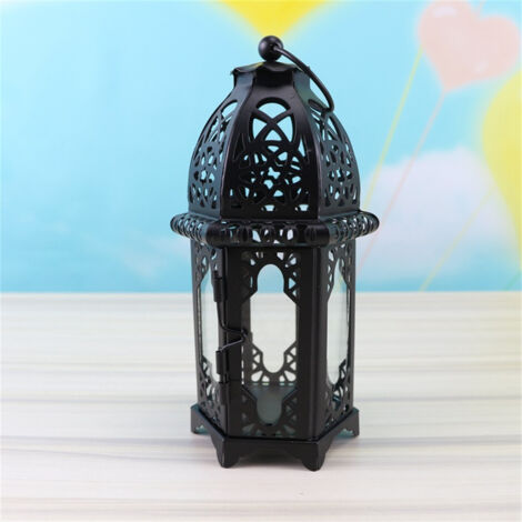 Porte-bougie chauffe-plat en métal – Petit format décoratif pour table et mariage – noir translucide