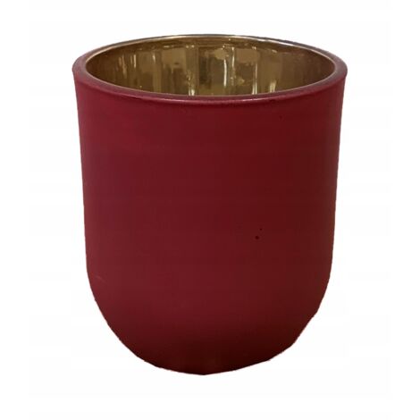 Porte-bougie chauffe-plat en verre élégant, rouge, 10 x 7,5