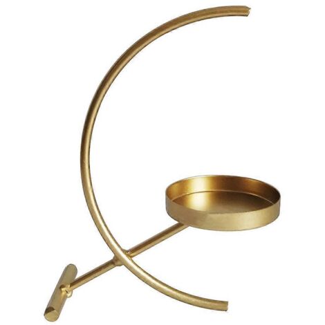 Porte-bougie demi-lune en fer forgé, support pour bougies effilées, décoration intérieure pour salon, chambre, maison, style vintage et élégant.
