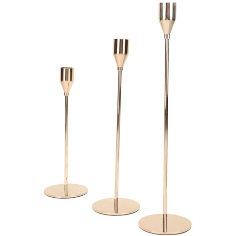 Porte-bougie doré brillant, support métallique rétro pour décoration de table élégante