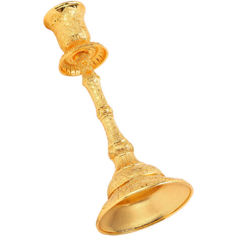 Porte-bougie doré style vintage européen avec finition électro-or poli pour bougies hautes