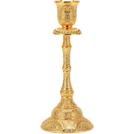 Porte-bougie doré unique style rétro européen avec finition électro-or poli pour bougies longues