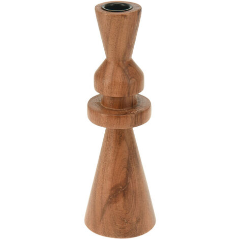 Porte-bougie en bois d'acacia, 22 cm