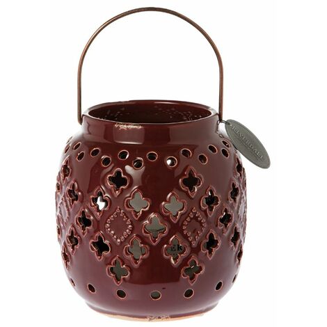 Porte bougie en céramique bordeaux