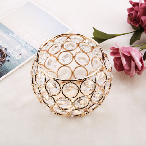Porte-bougie en cristal doré pour chauffe-plats - Décoration de table pour mariage et fêtes de Noël