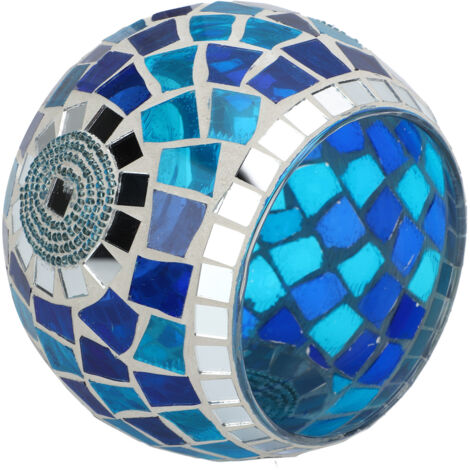 Porte-bougie en verre décoratif style marin, reflets bleu-vert pour ambiance lumineuse