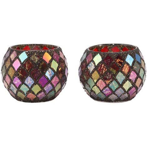 Porte-bougie en verre mosaïque couleur thé, support à LED artisanal pour bougie parfumée, décoration maison