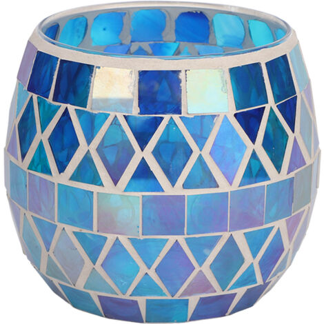 Porte-bougie en verre mosaïque violet et bleu, support pour bougie parfumée DIY, idéal salon décoration romantique