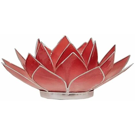 Porte Bougie Fleur de Lotus rouge nuancé et argent 1er chakra