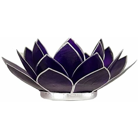 Porte Bougie Fleur de Lotus Violet et argent 7 ème chakra