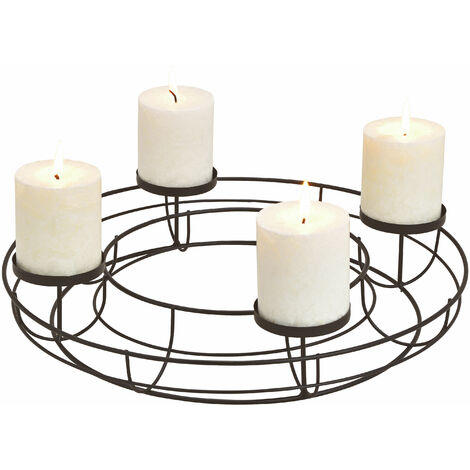 Porte-bougies de l'Avent rond en noir - Ø 38 cm - Couronne de l'Avent