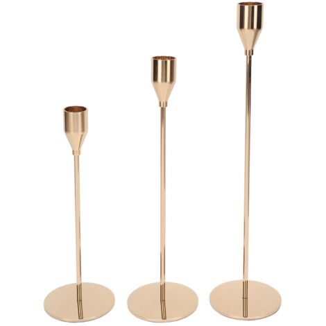 Porte-bougies en métal doré brillant, support de bougie rétro élégant pour décoration de table